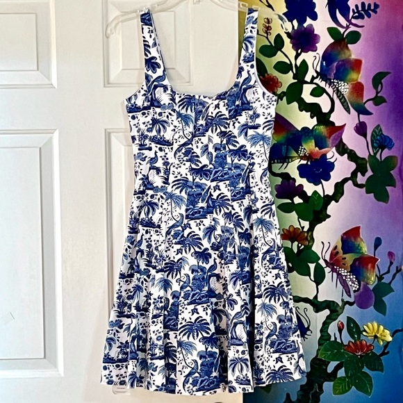🌺🎉HP🎉🌺 NWT Staud Wells Mini Dress Blue Toile - Picture 12 of 16